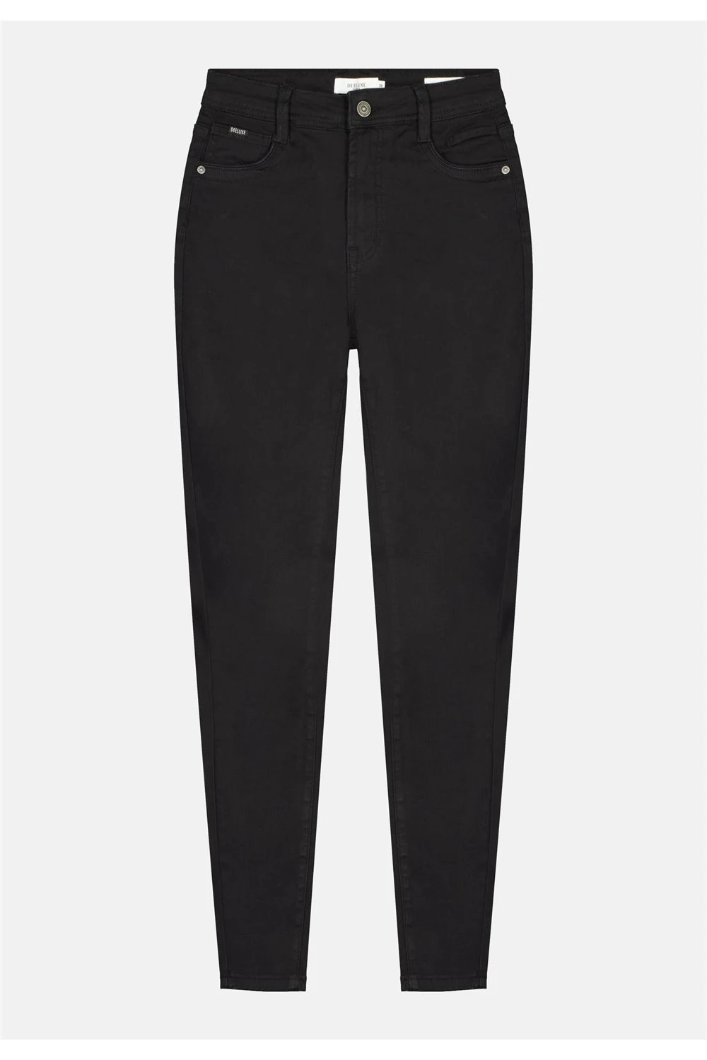 Ladies Basic Black Color Twill Pants Slim Fit Cotton and Elastane High Rise Women′ S Trousers