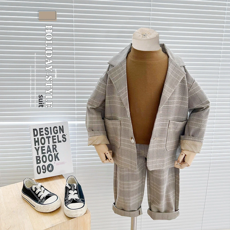 Autumn New Children Suit Korean Version Plaid Suit Suit Boy Suit