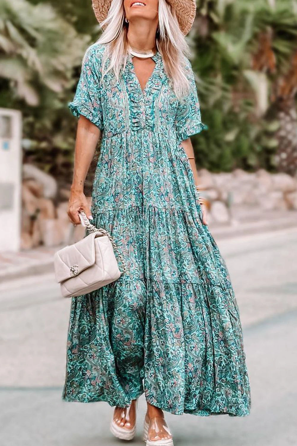 Dear-Lover Vestidos Elegant Summer Casual Womens Long Bohemian Dresses Maxi Summer Printed Boho Elegant Formal Dress for Women