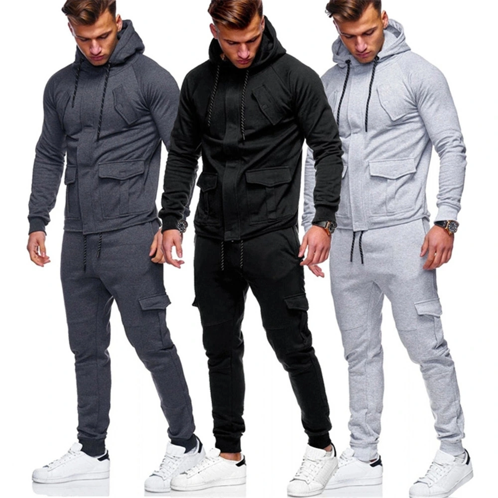 Wholesale Track Suit Plain Sweatshirt Hoodies 2 Piece Sports Gym Mens Jogging Suit Two Piece Sweat Suits Tracksuit